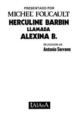 Herculine Barbin Llamada Alexina B