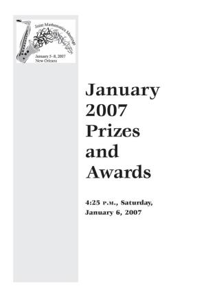 January 2007 Prizes and Awards
