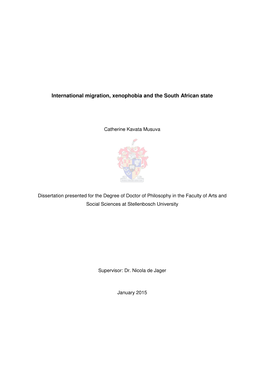 International Migration, Xenophobia and the South African State