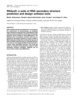 A Suite of RNA Secondary Structure Prediction and Design Software Tools