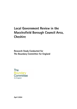 Local Government Review in the Macclesfield Borough Council Area, Cheshire