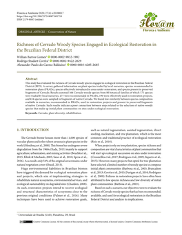 Richness of Cerrado Woody Species Engaged in Ecological Restoration