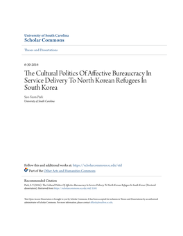 The Cultural Politics of Affective Bureaucracy in Service Delivery to North Korean Refugees in South Korea