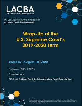 Wrap-Up of the U.S. Supreme Court's 2019-2020 Term