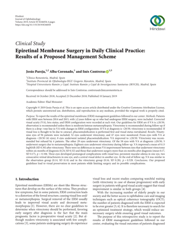 Clinical Study Epiretinal Membrane Surgery in Daily Clinical Practice: Results of a Proposed Management Scheme