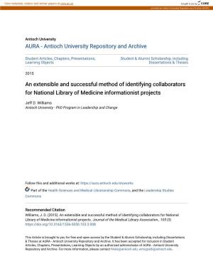 An Extensible and Successful Method of Identifying Collaborators for National Library of Medicine Informationist Projects