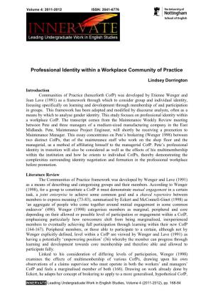 Professional Identity Within a Workplace Community of Practice