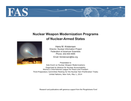 Nuclear Weapon Modernization Programs of Nuclear-Armed States