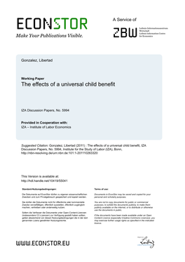 The Effects of a Universal Child Benefit