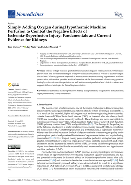 Simply Adding Oxygen During Hypothermic Machine Perfusion to Combat the Negative Effects of Ischemia-Reperfusion Injury: Fundamentals and Current Evidence for Kidneys