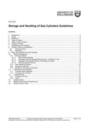 Storage and Handling of Gas Cylinders Guidelines