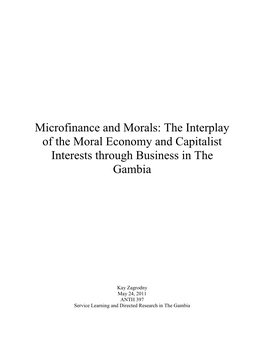 Microfinance and Morals: the Interplay of the Moral Economy and Capitalist Interests Through Business in the Gambia