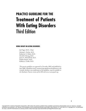 PRACTICE GUIDELINE for the Treatment of Patients with Eating Disorders Third Edition