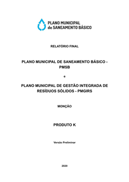 Plano Municipal De Saneamento Básico Pmsb -.: Prefeitura De