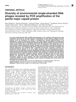 Diversity of Environmental Single-Stranded DNA Phages Revealed by PCR Amplification of the Partial Major Capsid Protein