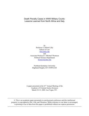 Death Penalty Cases in WWII Military Courts: Lessons Learned from North Africa and Italy