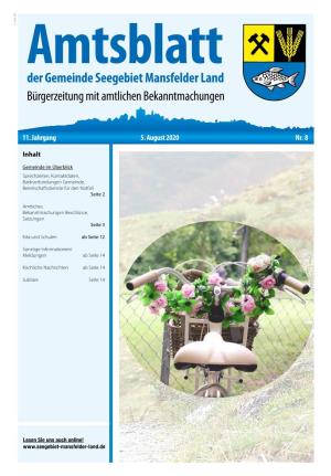 Der Gemeinde Seegebiet Mansfelder Land Bürgerzeitung Mit Amtlichen Bekanntmachungen