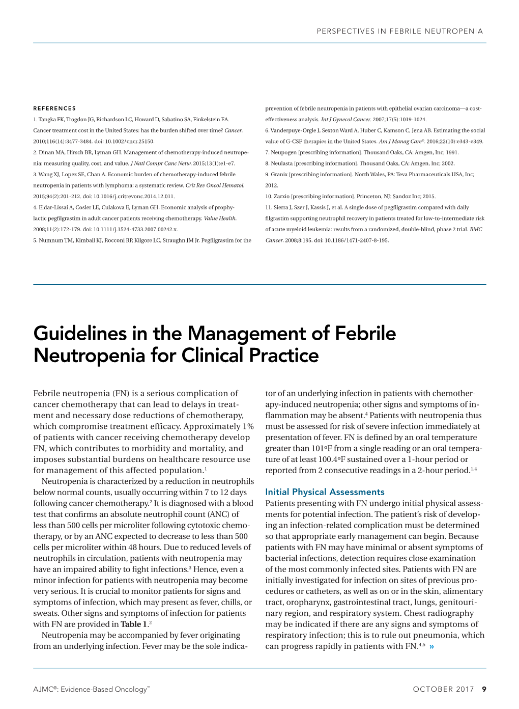 Guidelines in the Management of Febrile Neutropenia for Clinical Practice