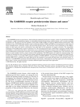 The Erbb/HER Receptor Protein-Tyrosine Kinases and Cancerq