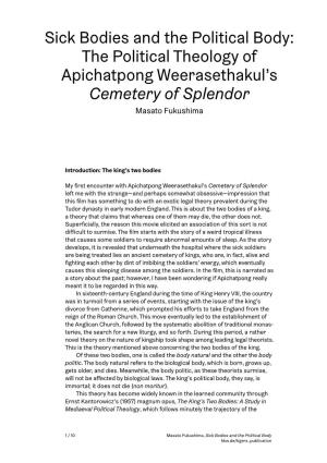 The Political Theology of Apichatpong Weerasethakul's Cemetery Of
