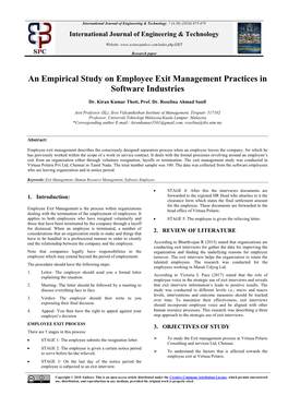 An Empirical Study on Employee Exit Management Practices in Software Industries
