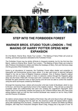 Step Into the Forbidden Forest Warner Bros. Studio