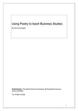 Using Poetry to Teach Business Studies