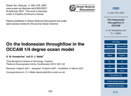 The Indonesian Throughflow in OCCAM