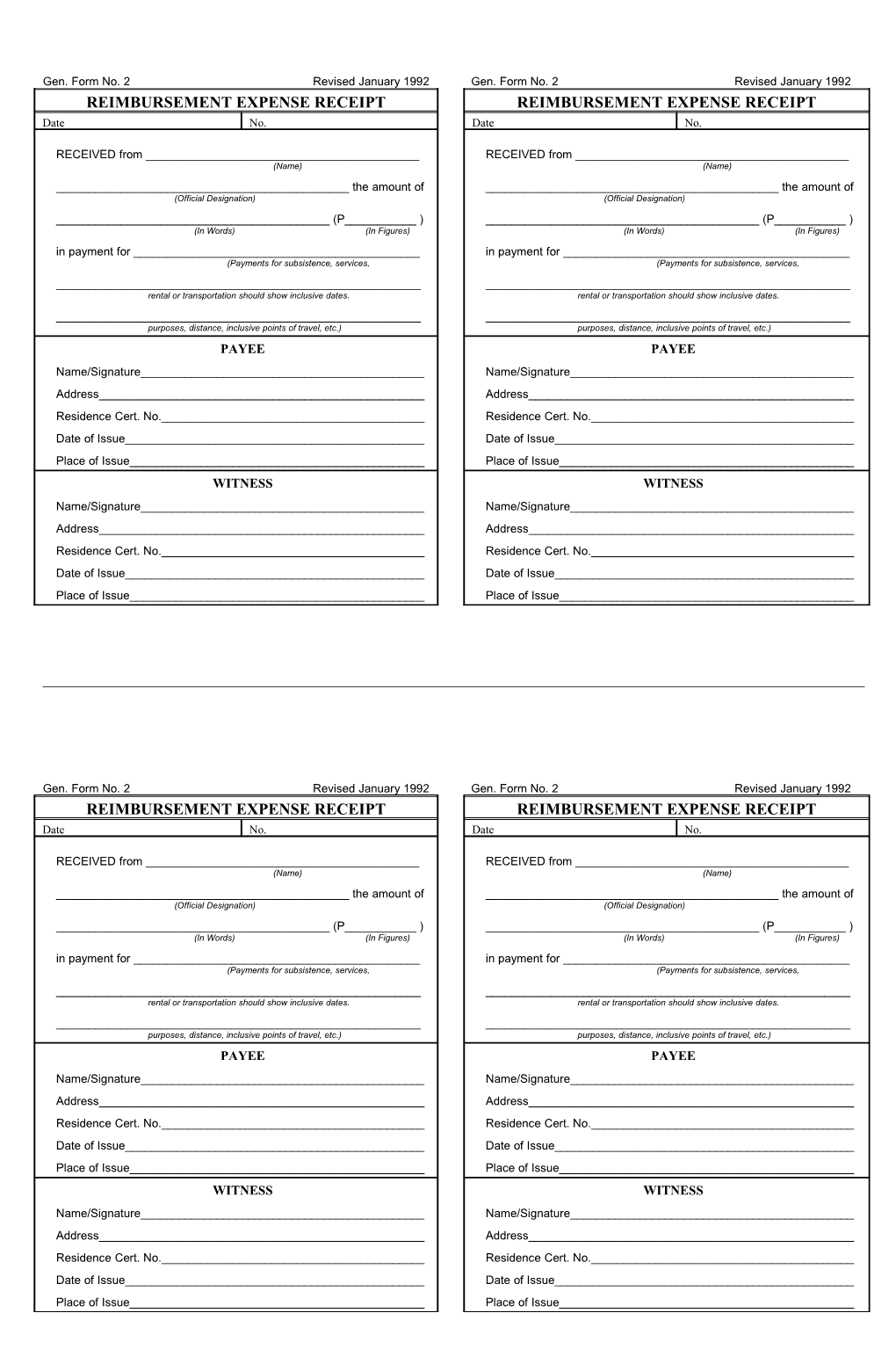 Gen. Form No. 2 Revised January 1992 Gen. Form No. 2 Revised January 1992