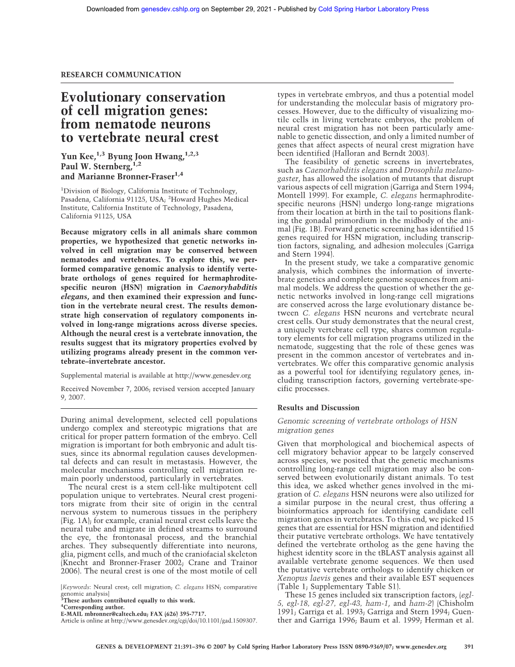 From Nematode Neurons to Vertebrate Neural Crest