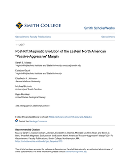 Post-Rift Magmatic Evolution of the Eastern North American “Passive-Aggressive” Margin