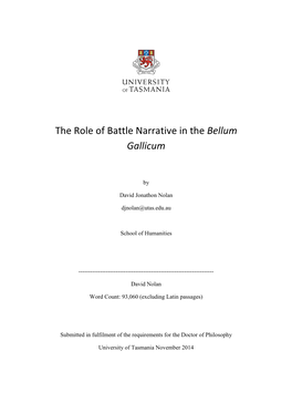 The Role of Battle Narrative in the Bellum Gallicum
