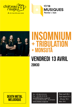 + Tribulation + Monsutā Vendredi 13 Avril 20H30