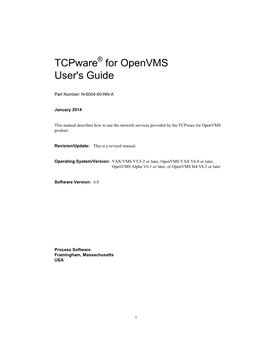 Tcpware for Openvms User's Guide