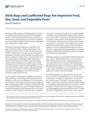 Stink Bugs and Leaffooted Bugs Are Important Fruit, Nut, Seed, and Vegetable Pests1 Russell F