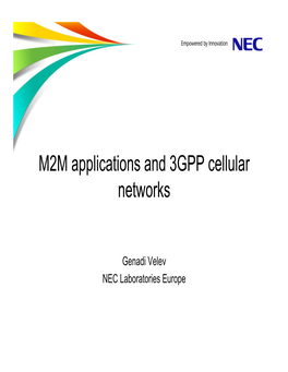 M2M Applications and 3GPP Cellular Networks