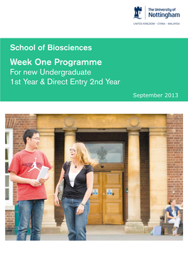 Week One Programme for New Undergraduate 1St Year & Direct Entry 2Nd Year