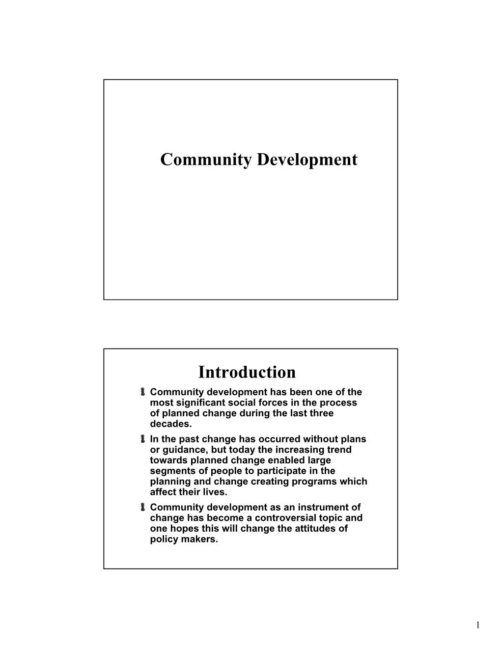 Community Development Introduction