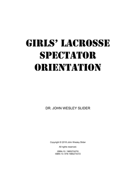 Girls' Lacrosse Spectator Orientation