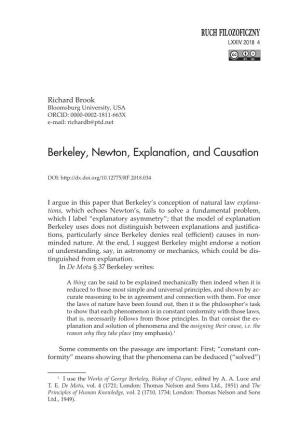 Berkeley, Newton, Explanation, and Causation