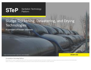 Sludge Thickening, Dewatering, and Drying Technologies a Summary of Known Solutions
