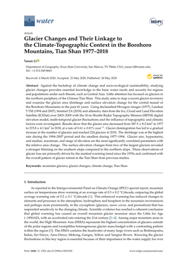 Glacier Changes and Their Linkage to the Climate-Topographic Context in the Borohoro Mountains, Tian Shan 1977–2018
