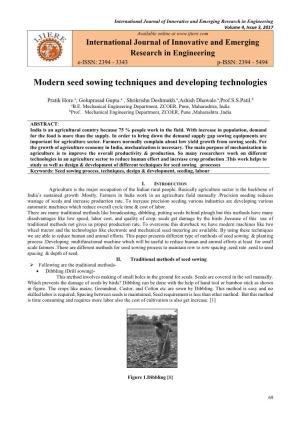 Modern Seed Sowing Techniques and Developing Technologies