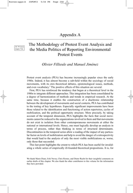 Appendix a the Methodology of Protest Event Analysis And