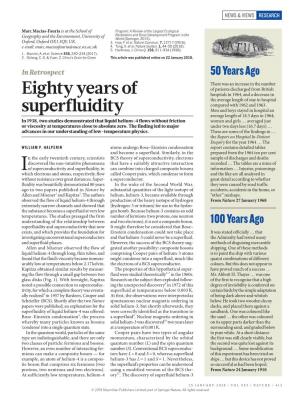 Eighty Years of Superfluidity
