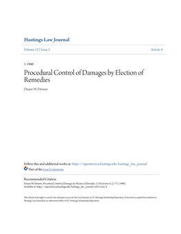 Procedural Control of Damages by Election of Remedies Duane W