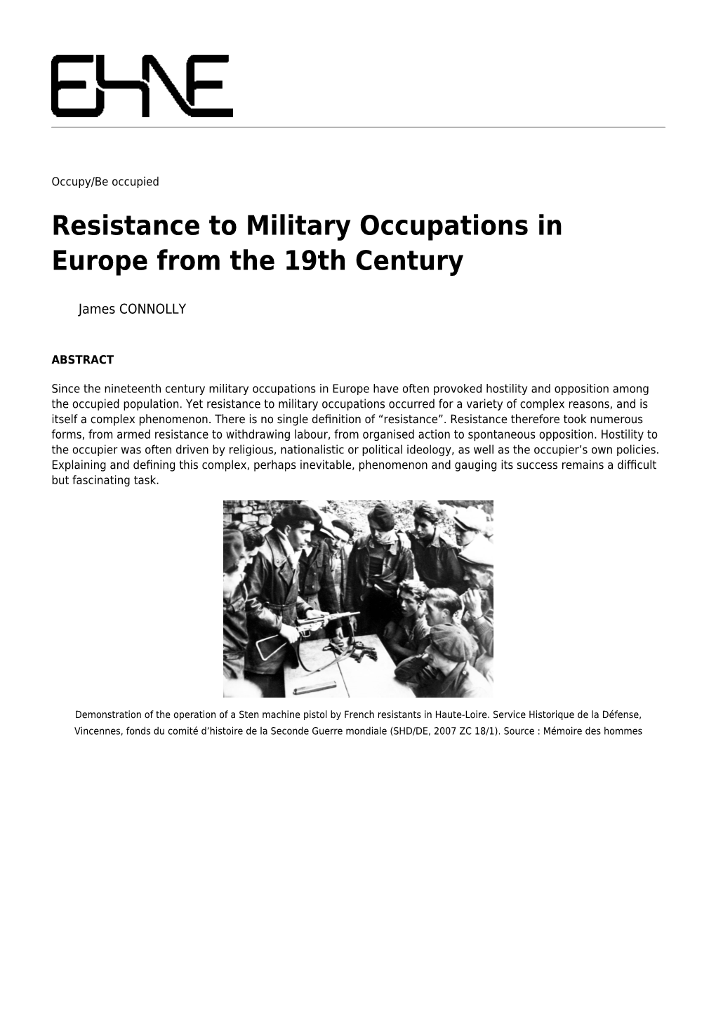 Resistance to Military Occupations in Europe from the 19Th Century