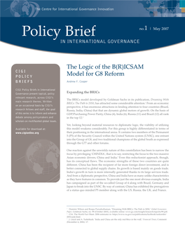 Policy Brief No.1 | May 2007 in INTERNATIONAL GOVERNANCE