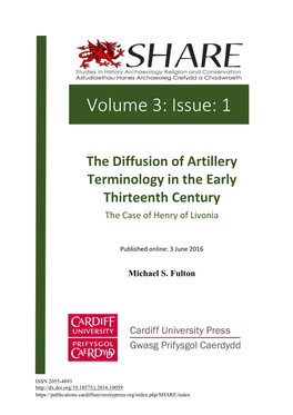 The Diffusion of Artillery Terminology in the Early Thirteenth Century the Case of Henry of Livonia