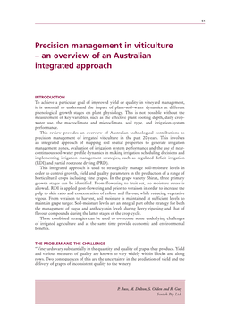Precision Management in Viticulture – an Overview of an Australian Integrated Approach